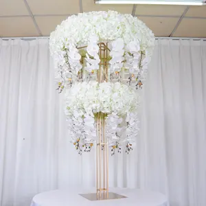 Khách Sạn Nhà Sự Kiện Tiệc Cưới Bàn Trang Trí Vàng Kim Loại Bướm Phong Lan Wisteria Flower Đứng Wedding Centerpieces