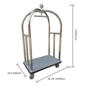 C006 Chariot porte-bagages design moderne pour hôtel Bellman Chariot à bagages en acier inoxydable Fournitures d'accueil efficaces - Product Image 3