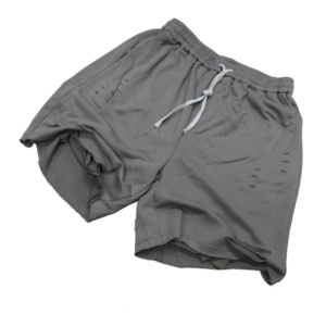 Shorts de survêtement vintage déchirés et délavés pour homme, taille élastique avec cordon de serrage, coupe ample, longueur genou, poches latérales, style streetwear - Product Image 5