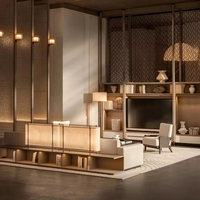 Ensemble canapé ottoman et table console en cuir écologique de luxe Songdesign, personnalisable, pour hôtel 5 étoiles, salon haut de gamme