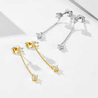 Boucles d'oreilles pendantes en argent sterling 925 avec chaîne à pampilles, zircon cubique blanc de haute qualité, au design unique et tendance