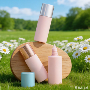 Flacons de crème <span class=keywords><strong>solaire</strong></span> pour le <span class=keywords><strong>visage</strong></span> et le corps de 30 ml, marque CAIYA, rose, blanc, PP, or rose, forme ovale, emballage vide, bouchon à vis, modèle - Product Image 2