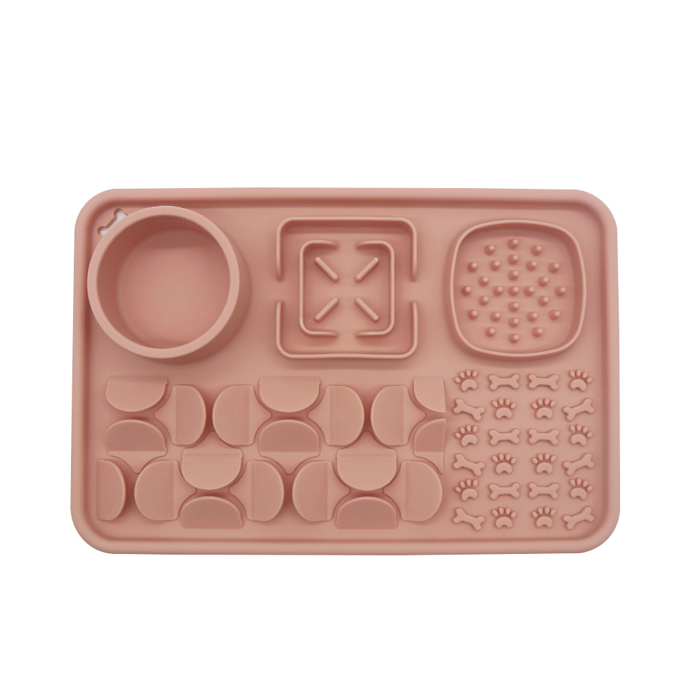 Alimentatore lento multifunzionale in silicone per animali domestici-305203-rosa nudo