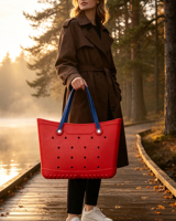 Sac fourre-tout en EVA résistant à l'eau, sac à bandoulière portable bicolore, sac à main léger de grande capacité, sac à ouverture supérieure pour les trajets quotidiens