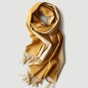 True double sided wool shawl two tone lamb scarf dual purpose thick water corrugated autumn winter knitting cashmere scarf