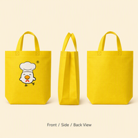Sac fourre-tout personnalisé en non-tissé, imprimé avec un motif de poulet jaune, avec poignées, pour les courses au supermarché