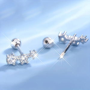 Three Row Spiral <b>Cartilage</b> <b>Earrings</b> with Minimalist Line Design for Daily Wear - Product Image 6