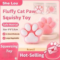 Jouet Squishy Patte de Chat Floquée en Velours Doux, Jouet Anti-Stress Kawaii Moelleux, Cadeau pour Fête, Décoration de Bureau