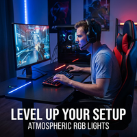 Bureau de Gaming AOR pour Télétravail avec Éclairage d'Ambiance RGB, Plateau en Fibre de Carbone Silencieux de Classe E0, Vente en Gros Directe Usine