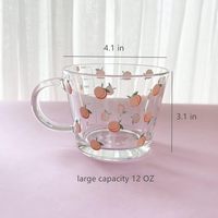 Mug en verre pêche minimaliste, écologique, pour café, latte, jus, lait, yaourt, dessert, thé, petit-déjeuner, porridge, avec mesures