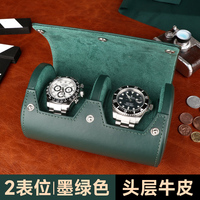 Boîte de rouleau de montre double de luxe en cuir véritable de qualité supérieure pour couple étui de voyage noir vert logo personnalisé pour hommes fabricant en relief