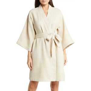 <span class=keywords><strong>Peignoir</strong></span> absorbant en coton éponge gaufré pour femmes Super doux unisexe <span class=keywords><strong>de</strong></span> luxe hôtel Spa <span class=keywords><strong>Peignoir</strong></span> pour femmes - Product Image 5