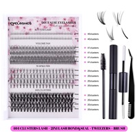 Marque privée Cluster Cils En Gros Diy Kit D'extension De Cils Cluster Lash C D Curl Bande Individuelle Extension De Cils Ensemble