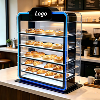 Présentoirs de vente au détail multi-niveaux en acrylique éclairés par LED, personnalisables avec logo, pour boulangerie, snacks, cosmétiques, bijoux et tous types de marchandises