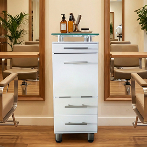 Mueble Profesional para Salón de Belleza, Peluquería, Estética y Spa con Tapa de Vidrio y 4 Cajones - Product Image 1