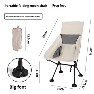 Chaise de camping pliante portable et respirante pour l'extérieur, chaise de plage anti-affaissement à pieds de grenouille, chaise de loisirs - Product Image 1