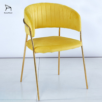 Chaise de salle à manger en tissu velours gris, style simple et luxueux, pour restaurant