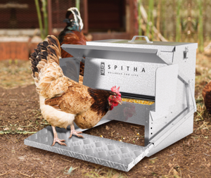 Mangiatoie automatiche per polli a pedale in acciaio zincato senza fuoriuscite con coperchio resistente alle intemperie per attrezzature agricole di pollame - Product Image 1