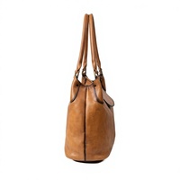 Sac à bandoulière Hobo vintage en cuir véritable imperméable, grand format, style lune souple, avec surpiqûres contrastées et détails en laiton, pour l'été et l'automne