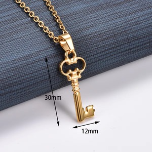 Collier pendentif clé en acier inoxydable mignon pour femme, breloques punk hip-hop, chaîne de cou, fournitures et accessoires de fabrication de bijoux en métal - Product Image 2
