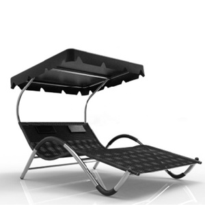 Esencial muebles de jardín cubierto tumbonas de acero textil Material de la <span class=keywords><strong>tela</strong></span> de dos plazas dosel cama solar con la almohada - Product Image 5