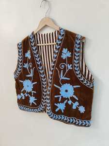 <b>Velvet</b> Suzani Embroidered <b>Jacket</b> Handmade Ethnic <b>Jacket</b> Floral Suzani <b>Jacket</b> Pure <b>Velvet</b> <b>Jacket</b> Boho Hippie Gift For Her - Product Image 5