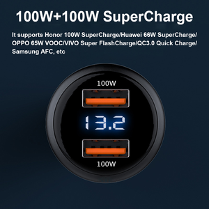 EONLINE ที่ชาร์จแบตในรถแบบ Dual Port <span class=keywords><strong>200W</strong></span> USB,ที่ชาร์จในรถยนต์พร้อมหน้าจอแสดงแรงดันไฟฟ้า2 QC3.0 USB-A 100W 66W SuperCharge สำหรับ Huawei Honor <span class=keywords><strong>VIVO</strong></span> OPPO Xiaomi - Product Image 3