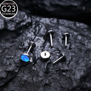 Piercing Labret in Titanio G23 con Opale, Anelli Monroe, Piercing Tragus 16G, Gioielli per il Corpo in Titanio Brillante - Product Image 6