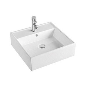 Lavabo cuadrado de cerámica Nórdica al por mayor de fábrica con grifo Arte integrado Diseño ovalado Estilo simple - Product Image 5