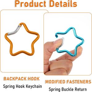 ห่วงคาราบิเนอร์อลูมิเนียมรูปดาวหลากสีมีตะขอสปริงพวงกุญแจกระเป๋าสตางค์ห่วงนิรภัยสำหรับเดินป่าส่งเสริมการขาย - Product Image 6