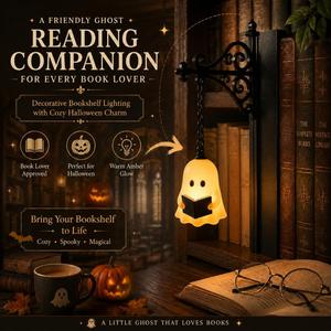 Ghost Bookshelf <b>Lantern</b> Library <b>Mini</b> Bookshelf Lamp-Cute Hanging LED Nightlight 3500K Warm White Halloween Vintage - Product Image 1