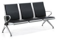 Chaise d'attente moderne et durable en cuir et acier pour 2, 3, 4 ou 5 personnes, idéale pour les cabinets médicaux, salons, hôpitaux et réceptions.