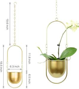 Toproona — vase de fleurs en métal doré, décoration moderne pour Pots de fleurs de jardin, porte-plante à <span class=keywords><strong>plafond</strong></span> - Product Image 5