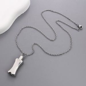 Collier pour animaux de compagnie en acier inoxydable en forme <span class=keywords><strong>d</strong></span>'os, collier pour cendres, collier tendance pour commémorer les animaux de compagnie, urne pour animaux de compagnie, cadeau <span class=keywords><strong>d</strong></span>'aide funéraire - Product Image 3