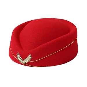 Chapeau béret en feutre pour hôtesse <span class=keywords><strong>de</strong></span> <span class=keywords><strong>l</strong></span>'<span class=keywords><strong>air</strong></span>, costume <span class=keywords><strong>de</strong></span> vol en <span class=keywords><strong>avion</strong></span> pour femmes, vente en gros, étiquette, hôtesse, assistante - Product Image 1