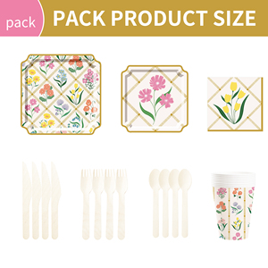 DAMAI - Juego de Vajilla Desechable con Diseño de Flores Silvestres para Fiestas Temáticas de Primavera, Platos y Servilletas de Papel para Bodas y el Día de la Madre - Product Image 6