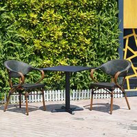 Ensemble de tables de jardin modernes et populaires pour hôtels et complexes hôteliers, 2 places, en aluminium et Teslin, pliables, durables, pour terrasse extérieure