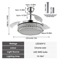 Ventilateur de plafond intelligent à pales cachées personnalisables avec éclairage LED et télécommande à intensité variable pour salon