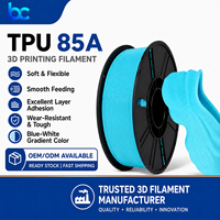 Filament TPU 85A sur mesure pour vente en gros B2B, 1,75 mm, service OEM, ±0,02 mm, matériau flexible pour imprimante 3D, usine Becreative 20000m²