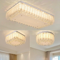 Plafonnier en cristal style plume, spectre complet, protection oculaire LED, lampe de luxe pour salon, chambre à coucher, bureau