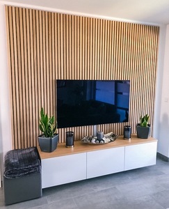 Panneau mural insonorisant en bois <span class=keywords><strong>plat</strong></span>, panneau acoustique 3D en bois, panneau absorbant le son en polyester, adapté au salon, au bar de <span class=keywords><strong>chant</strong></span> - Product Image 4