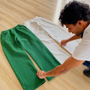 กางเกงวอร์มเฟรนช์เทอร์รี่คุณภาพสูงทรงหลวมขาตรงสำหรับผู้ชาย - Product Image 1