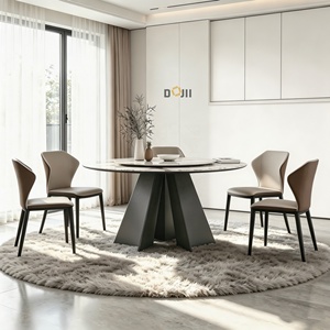 Style italien 360 °   Table à manger rotative 6 places / 6 chaises |   Table à manger de luxe légère en Calacatta Viola - Product Image 2