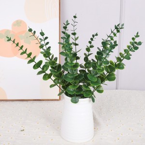 Branches d'eucalyptus artificielles en fil plastique, haute simulation, pour décoration intérieure, matériel pour arrangement en vase cylindrique - Product Image 1
