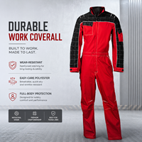 Combinaison de travail pour homme à manches longues en fibre de polyester antibactérienne, design bicolore, taille ajustable