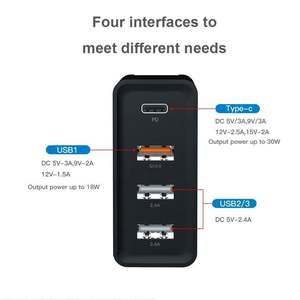 Vente chaude 48W GaN Type-c Chargeur 4 en 1 Ordinateur Portable Charge Rapide USB-C PD QC3.0 Mtiple Port Chargeur Mural PD Charge Rapide - Product Image 3