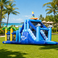 Parcours d'obstacles gonflable Surf Run de 17 m pour parc d'attractions extérieur, château gonflable commercial, location pour fêtes d'enfants
