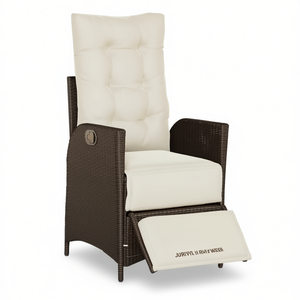 Sedia da Giardino Reclinabile in Polyrattan Marrone con Poggiapiedi, Arredamento da Esterno in Stile Contemporaneo - Product Image 1