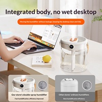 Nouvel humidificateur USB 2L pour la maison, silencieux pour la chambre à coucher, le bureau, avec veilleuse, affichage de l'humidité, faible consommation 5W, grande capacité