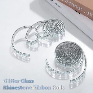 Rubans carrés en strass brillants de 3 yards, <span class=keywords><strong>ruban</strong></span> en cristal de verre auto-adhésif, artisanat <span class=keywords><strong>DIY</strong></span>, <span class=keywords><strong>ruban</strong></span> adhésif en strass de 0,39 pouce de large, blanc - Product Image 5